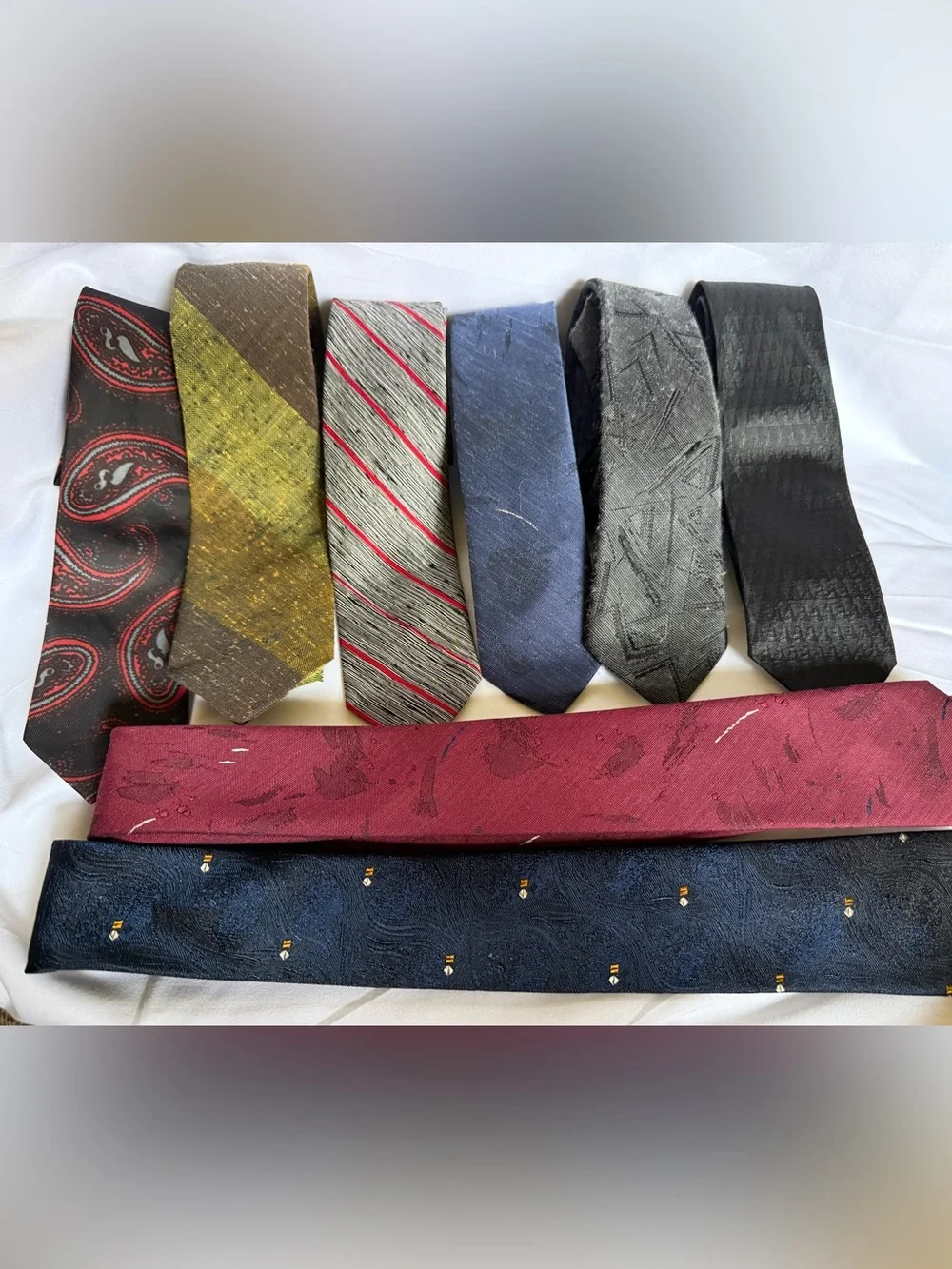 Set of 8 - Men's Assorted Necktie Pack - Blue, Gray, Black, Burgundy